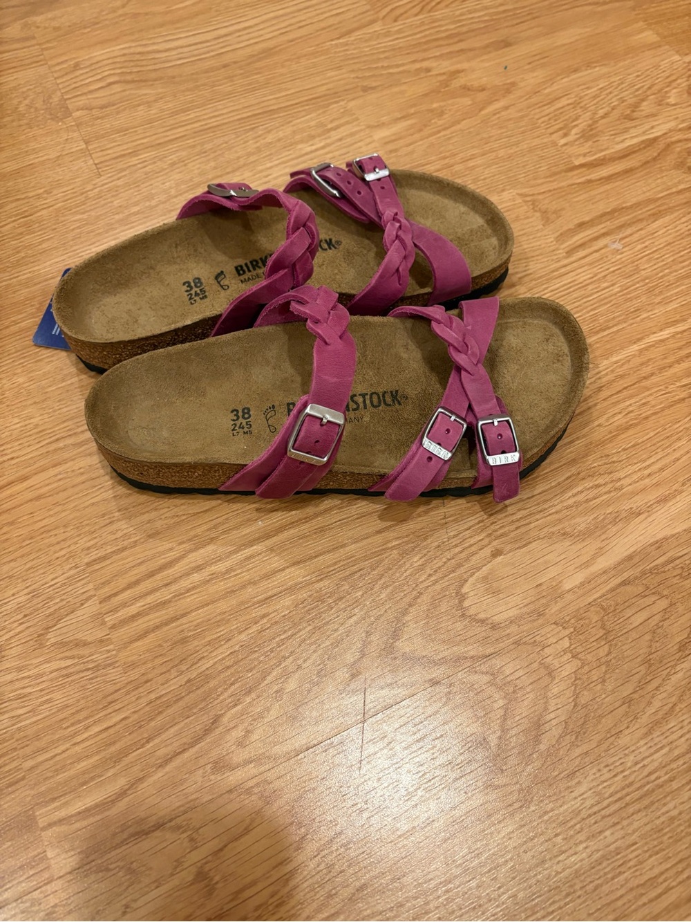 Birkenstock Braided Pink Double-Strap Sandals - Picture 2 of 4